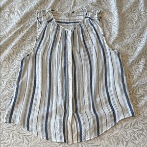 Lucky Brand Striped Sleeveless Button-Up Blouse